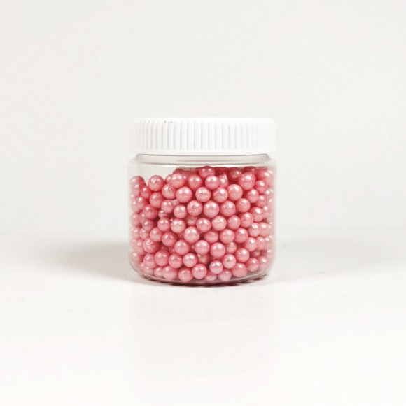 Захарна поръска "Перлени топчета" - Розови - 50гр